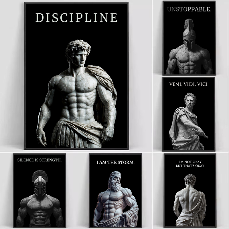 Home Gym Decor - Retro Spartan Warrior Caesar Roman Statue