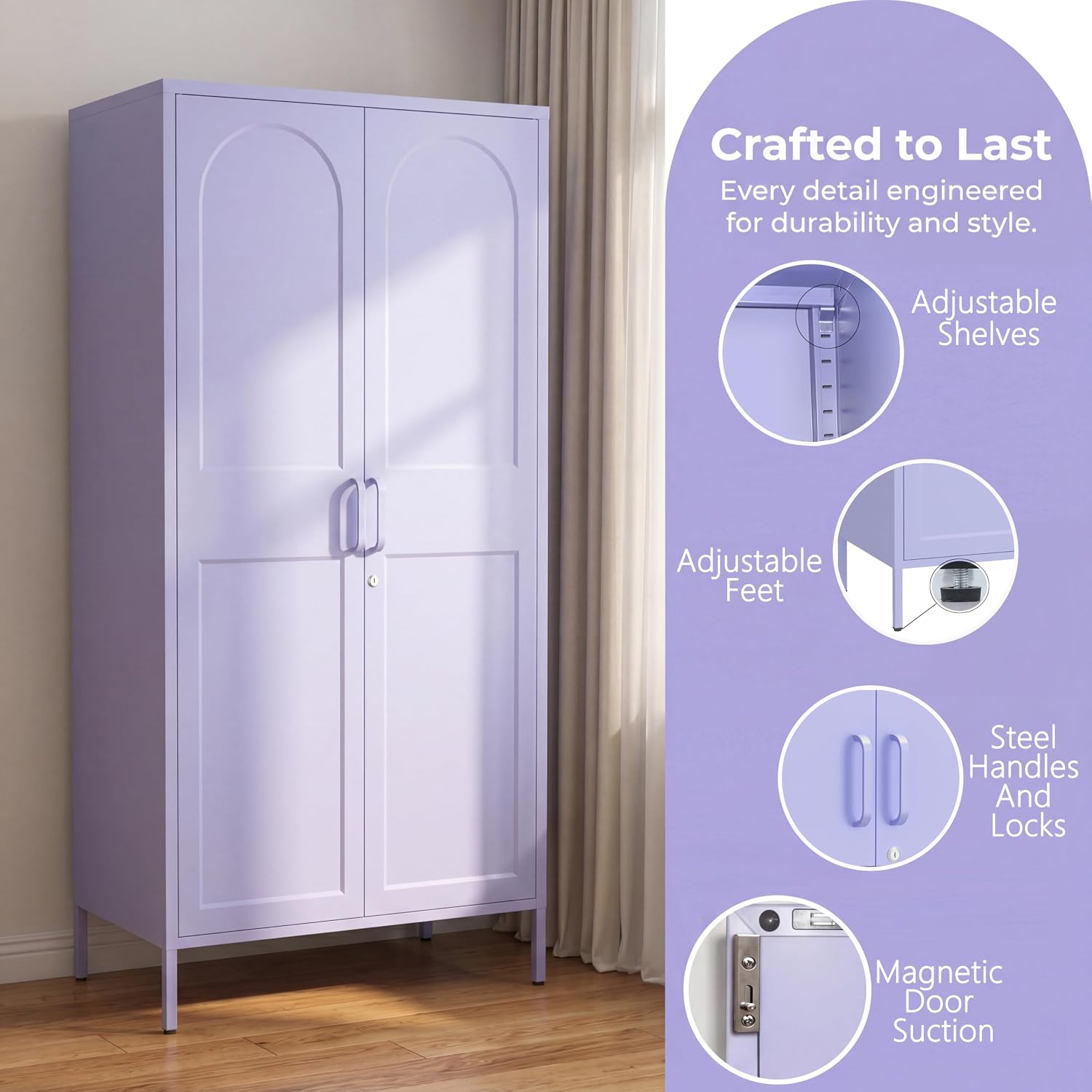 Lockable Metal Wardrobe, 67 In - огляд і ціна Home Gym Minimalist