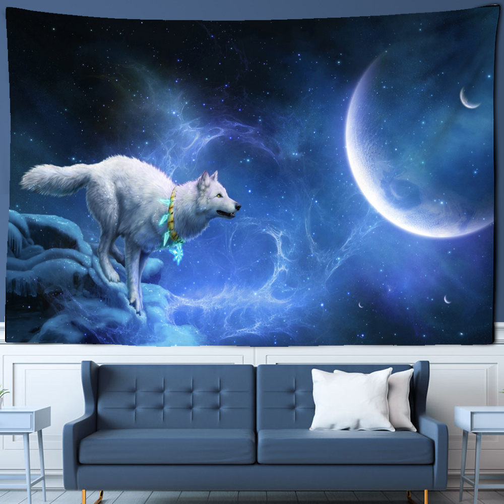 Fantasy wolf tapestry wall han - огляд і ціна Home Gym Decor