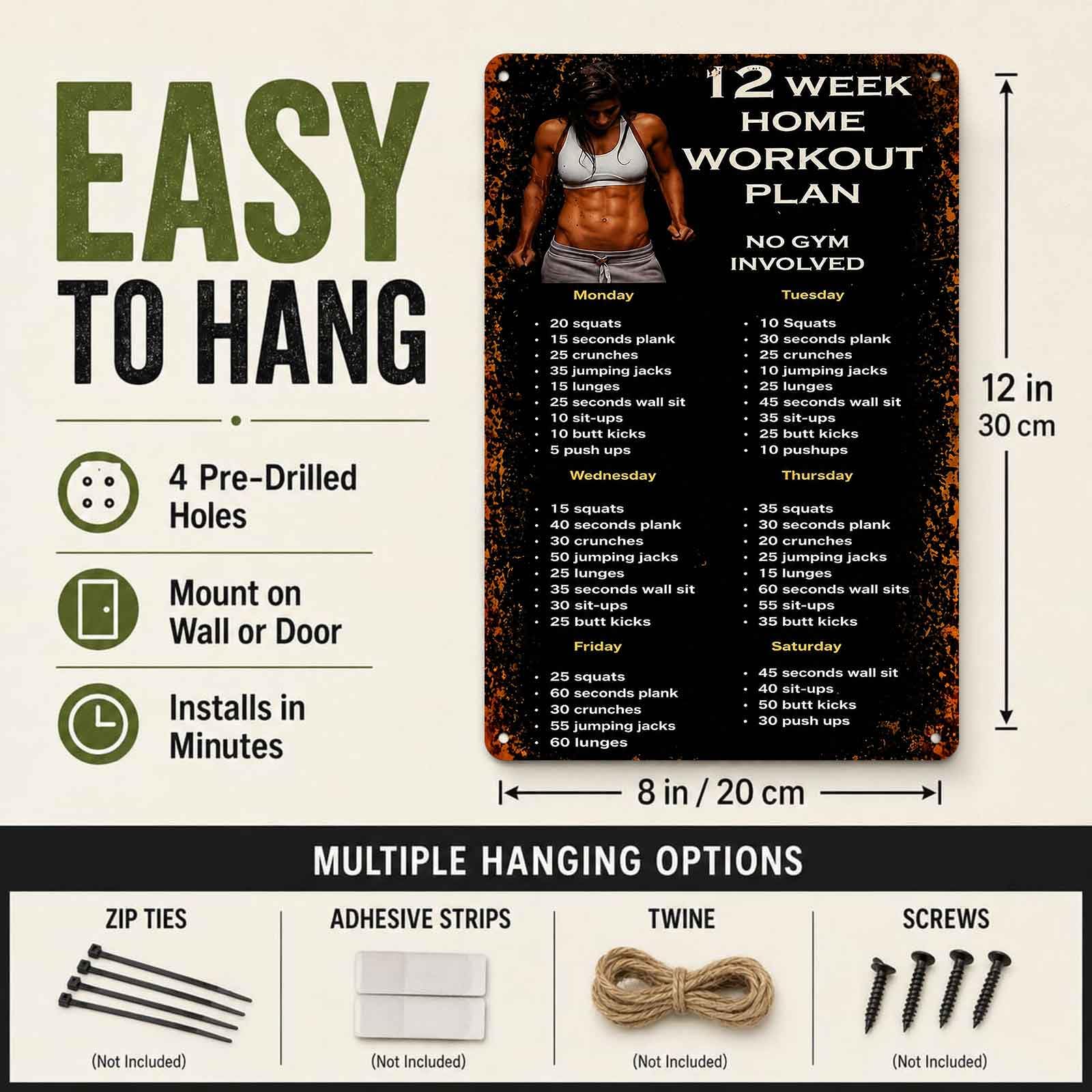 Aluminum Sign for 12-Week Home - огляд і ціна Workout Plan Home Gym