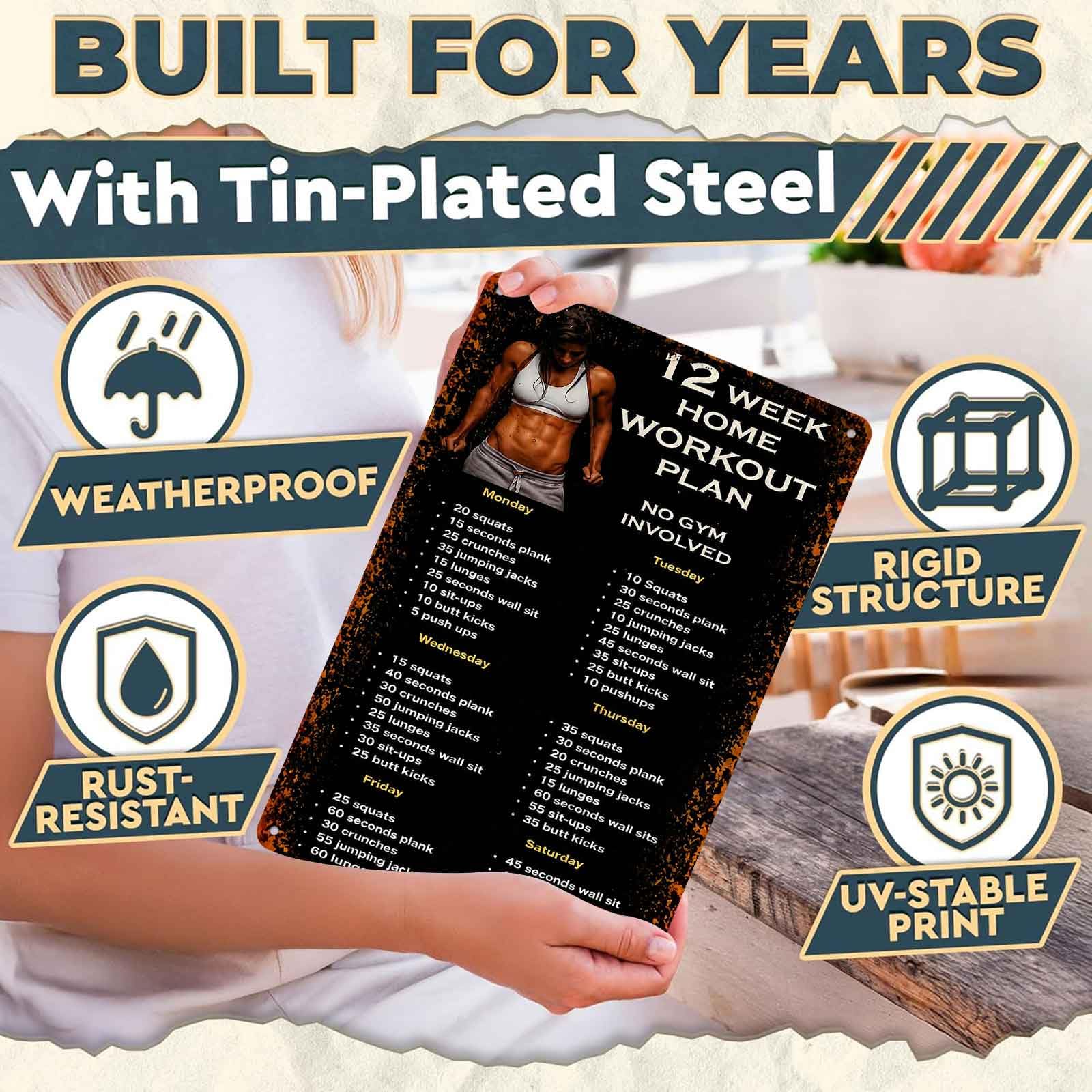 Aluminum Sign for 12-Week Home - огляд і ціна Workout Plan Home Gym